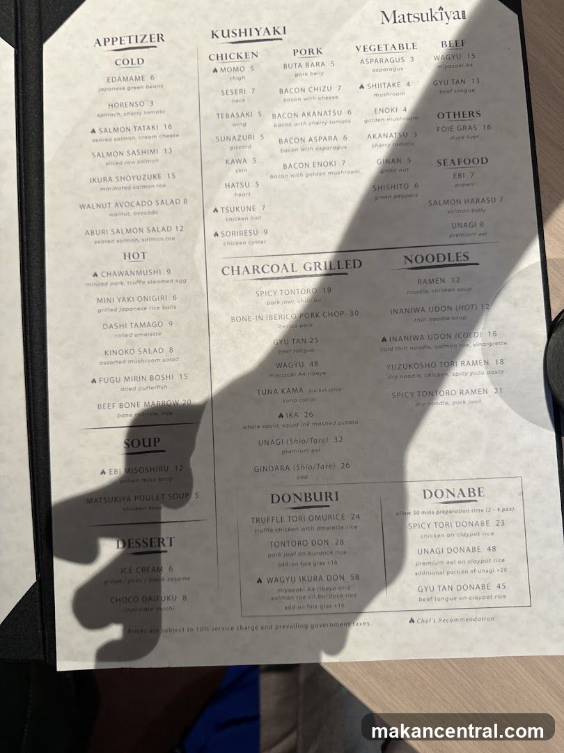 Matsukiya Menu