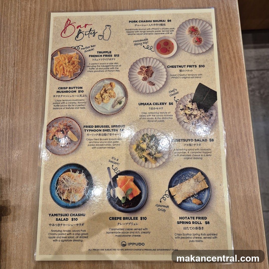Bar Bites Menu from IPPUDO