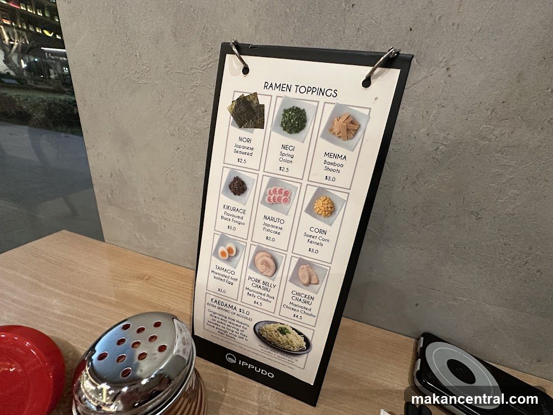 Ramen Toppings Menu