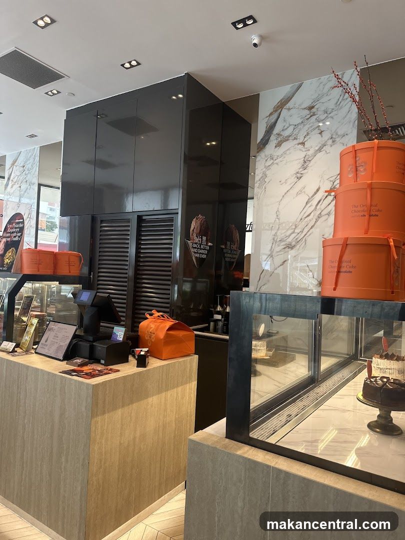 Interior of a chocolate cake shop