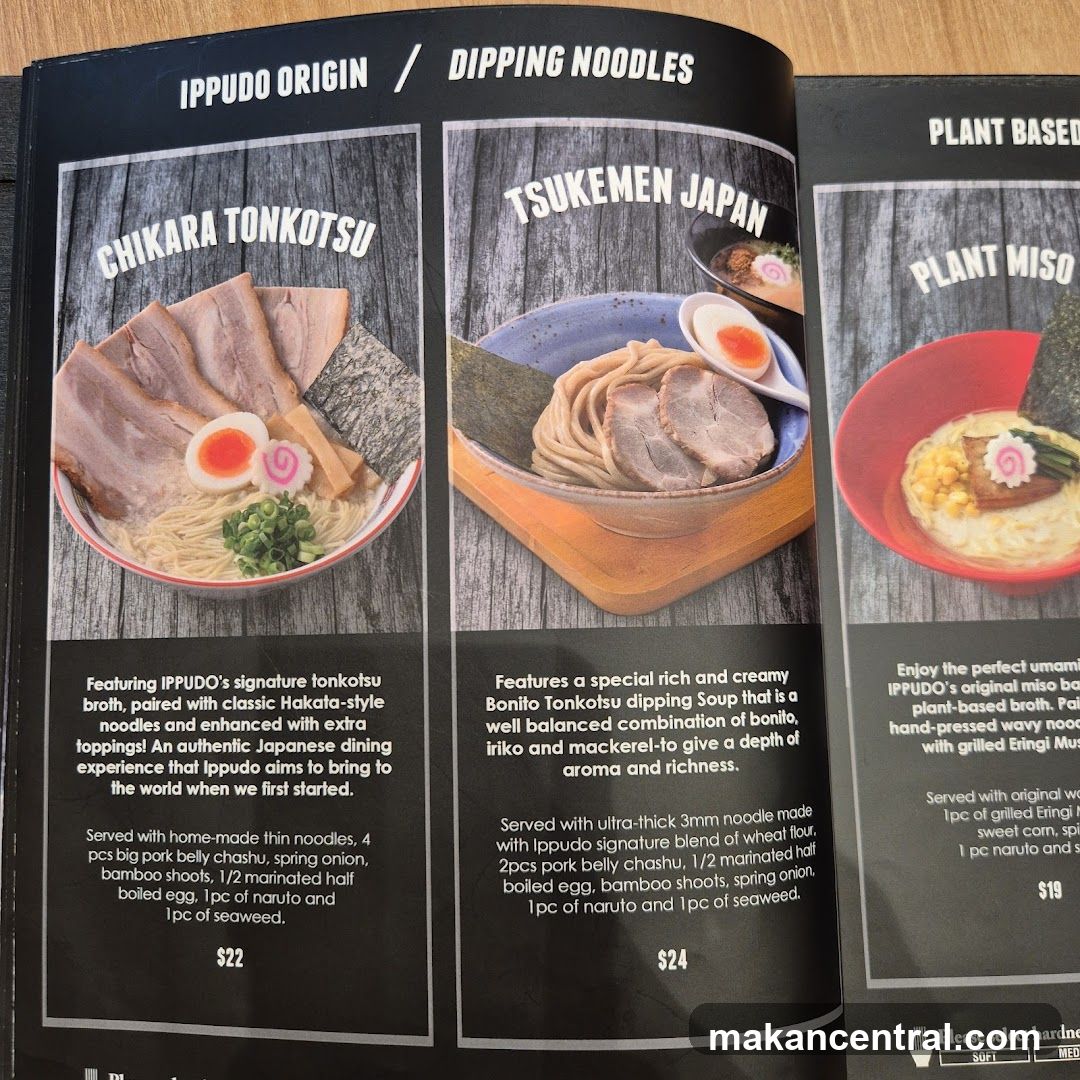 Ippudo Origin / Dipping Noodles Menu Section