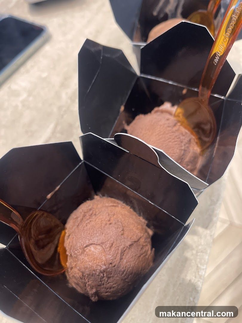 Chocolate Scoops in Black Boxes