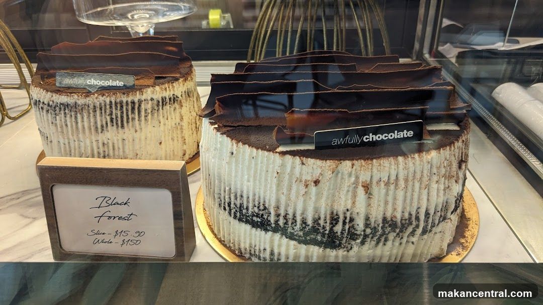 Cakes in display case