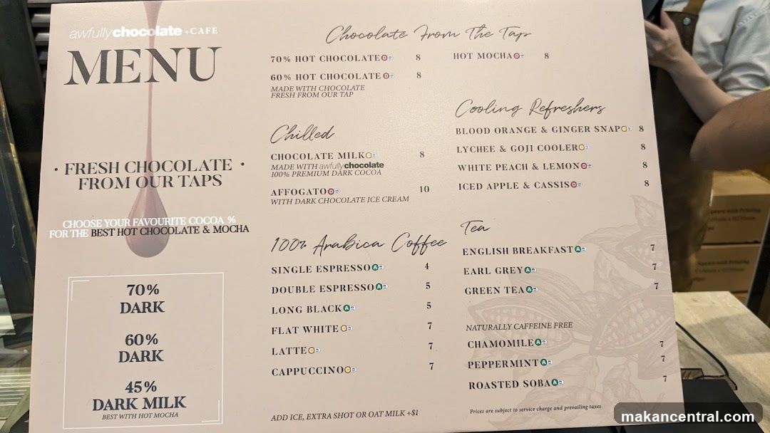 Awfully Chocolate Cafe Menu
