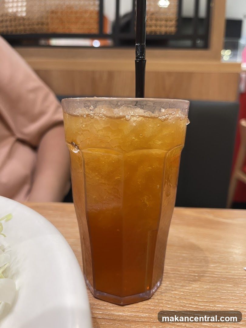 Iced beverage in restaurant setting