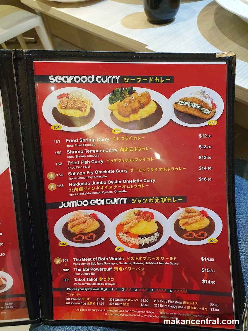 Seafood Curry and Jumbo Ebi Curry Menu