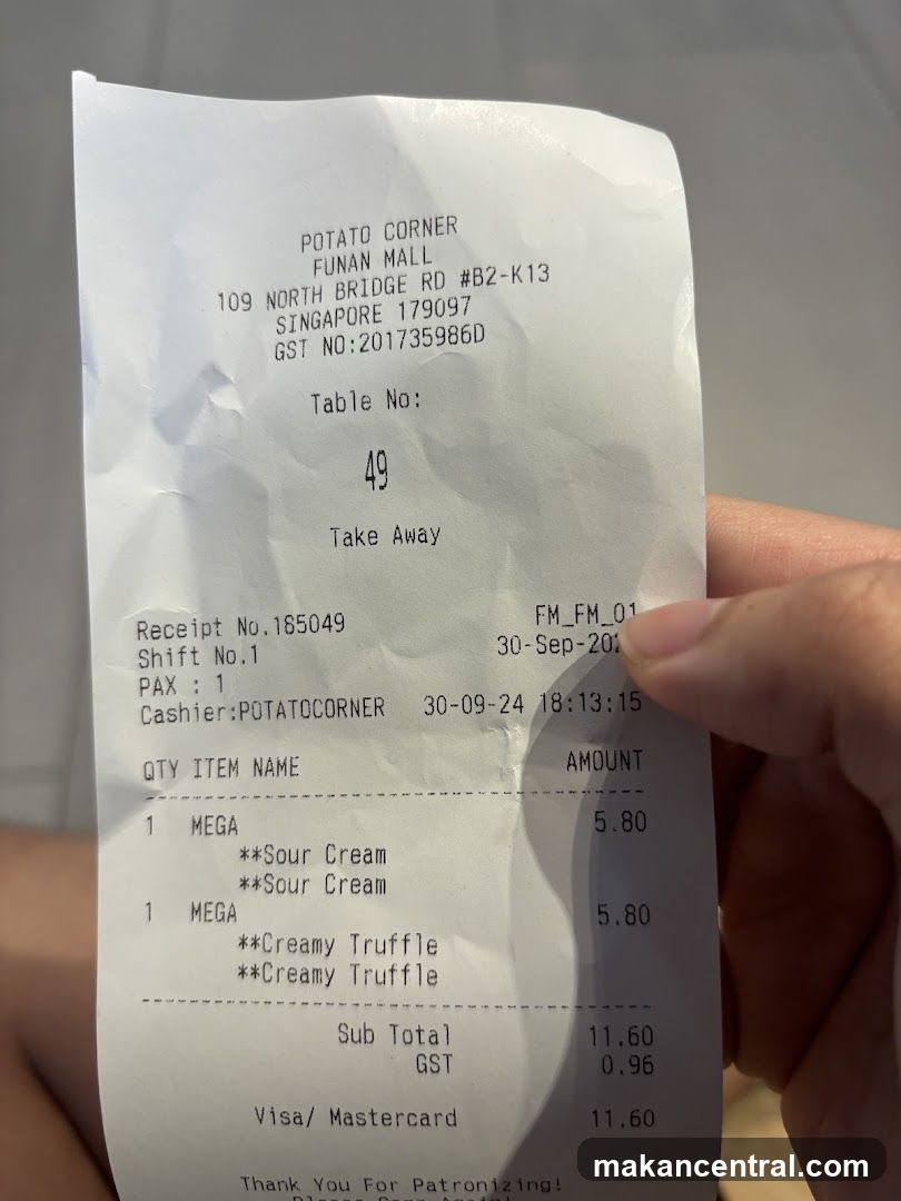 Potato Corner Receipt