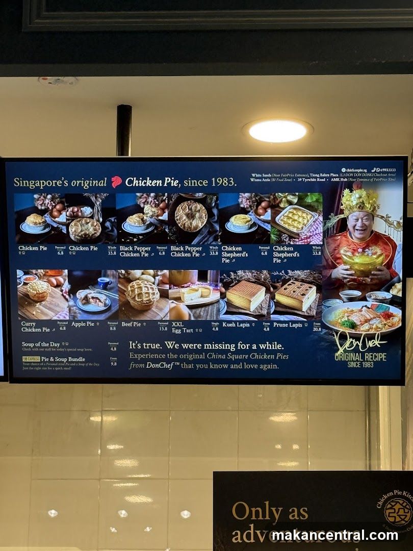 DonChef Chicken Pie Menu Display