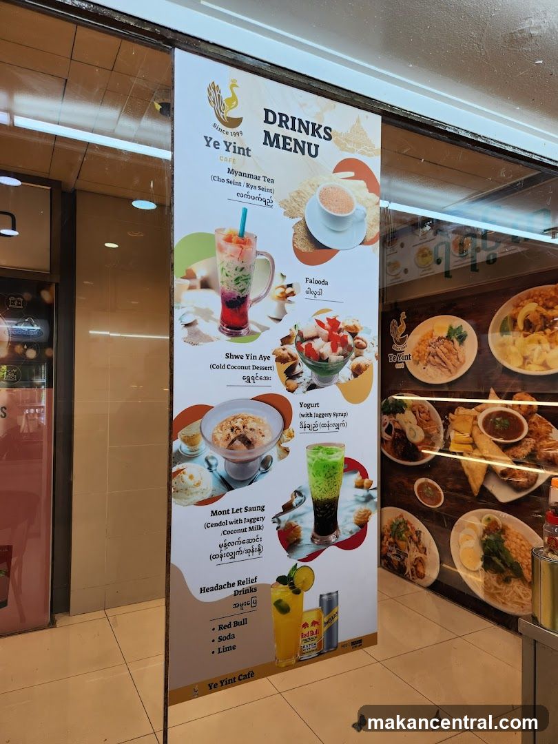 Ye Yint Cafe Drinks Menu Board