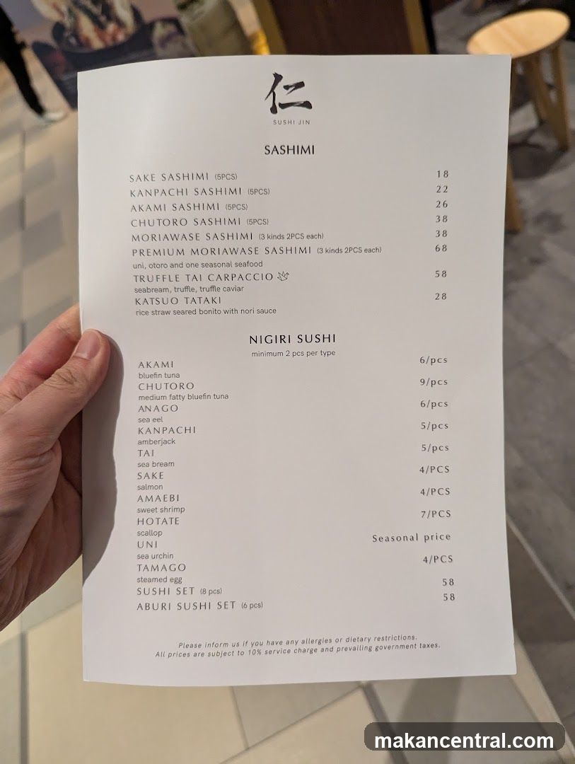Sushi Jin Menu