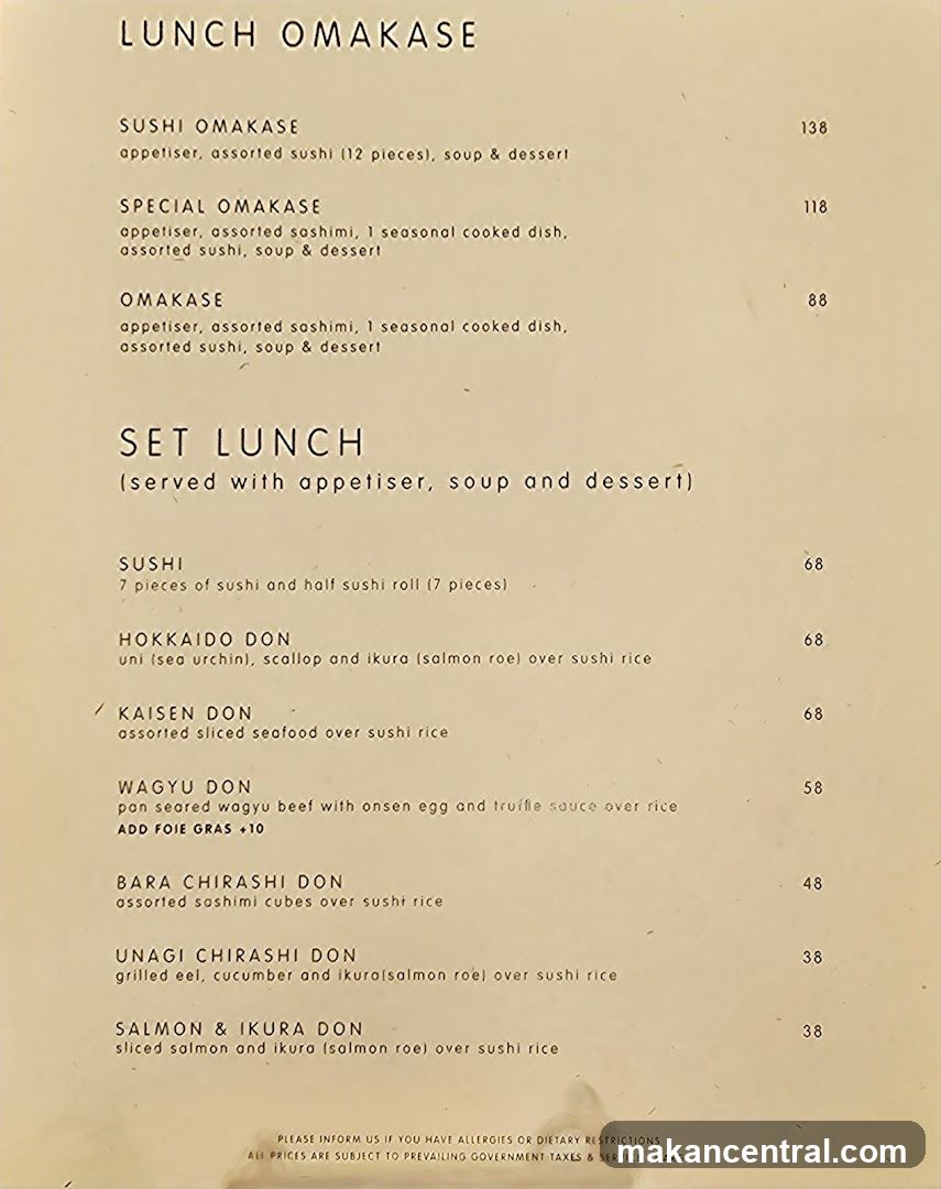 Lunch Omakase Menu
