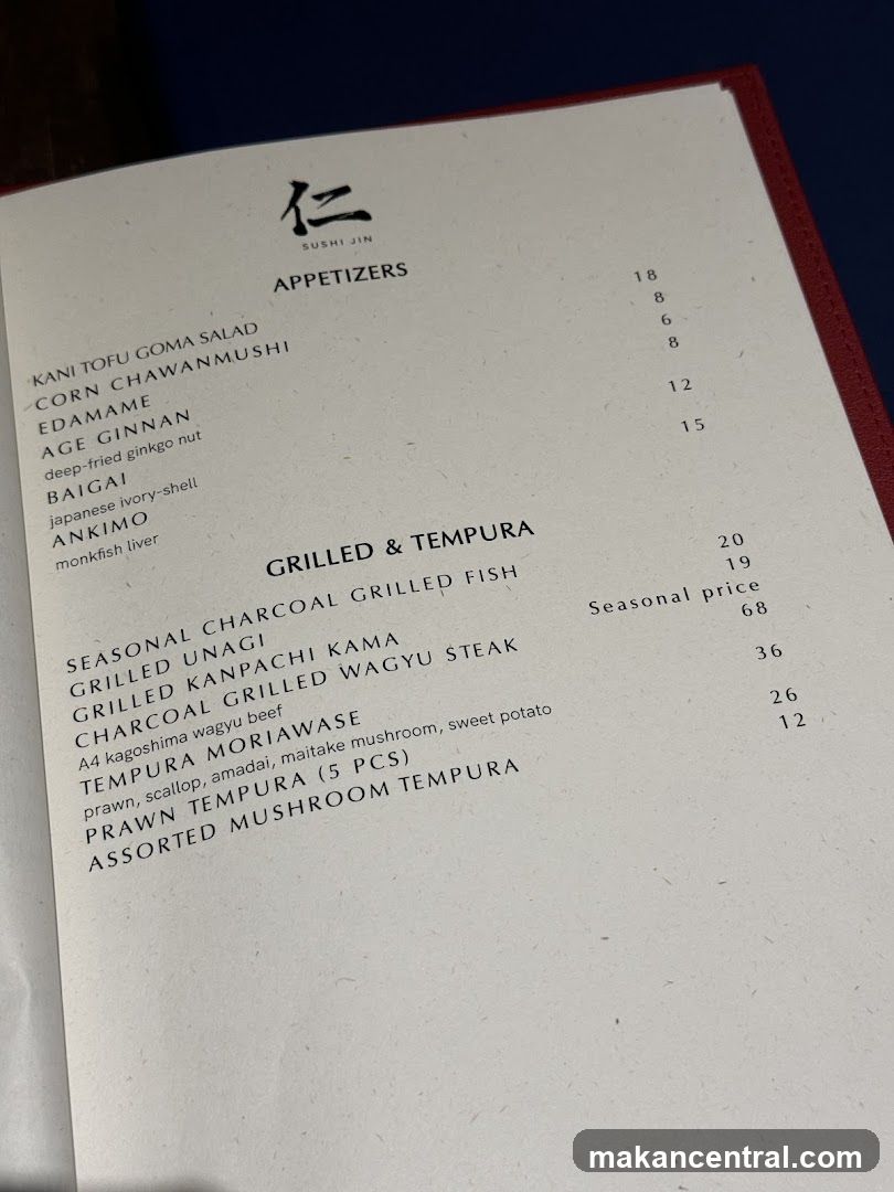 Sushi Jin Menu