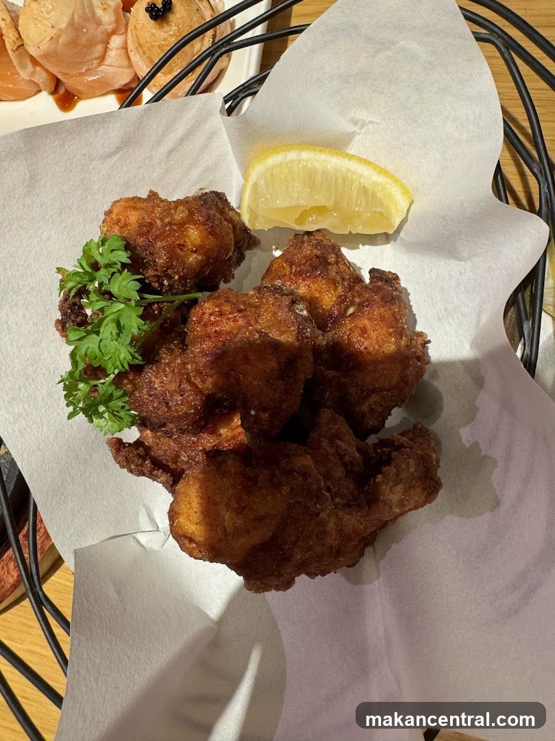 Fried Food with Lemon and Garnish