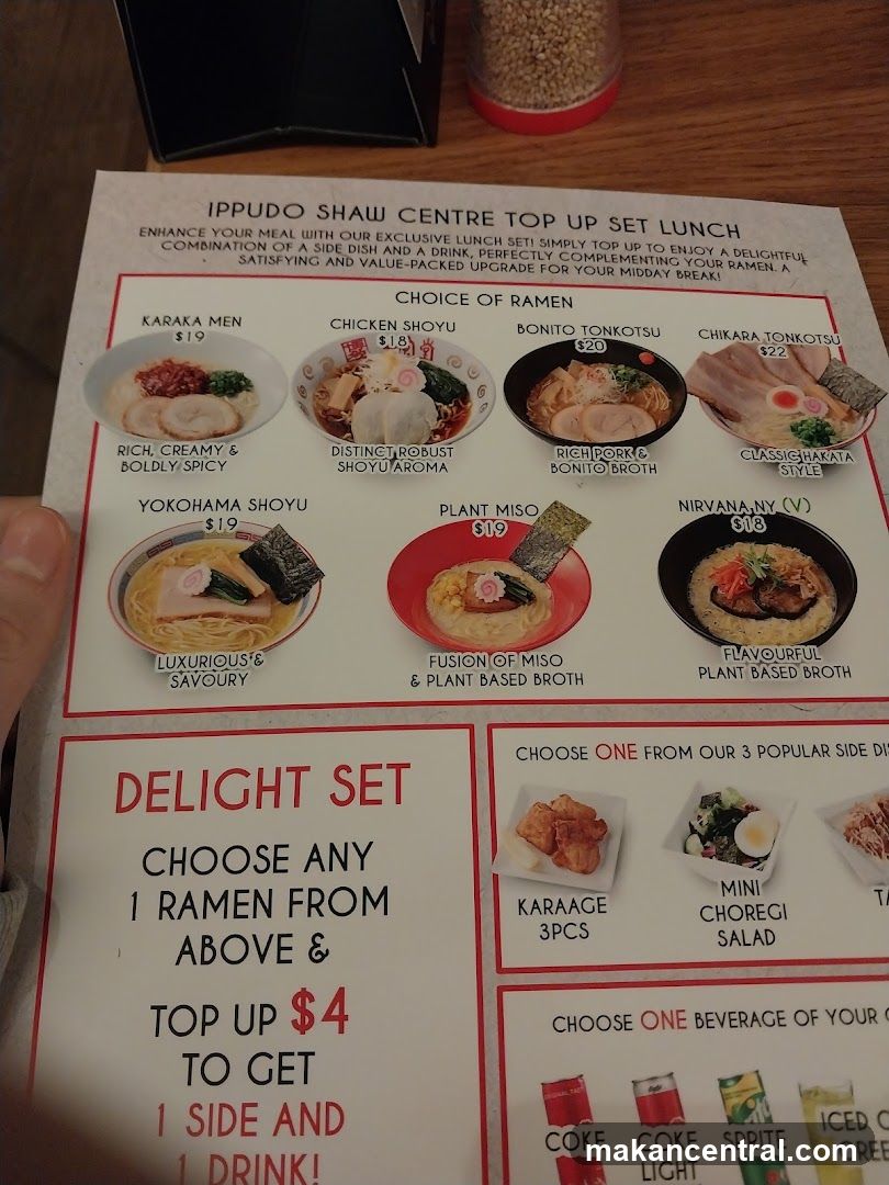 Ippudo Shaw Centre Top Up Set Lunch Menu