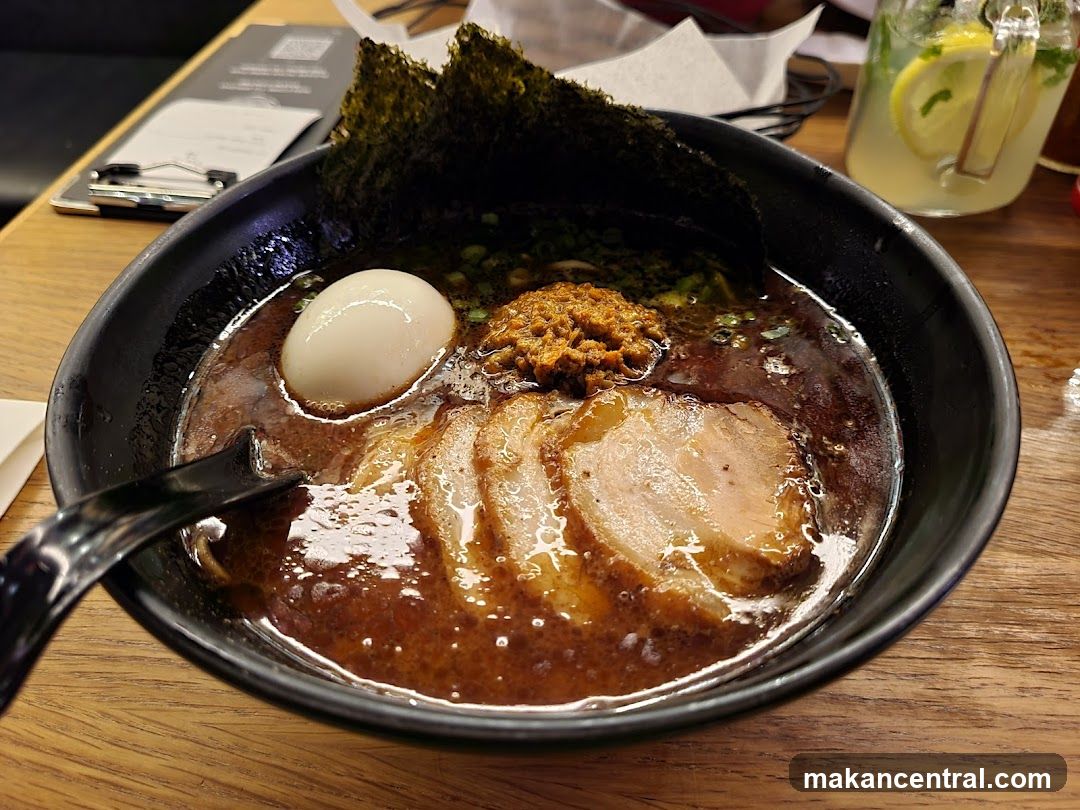Ramen bowl on wooden table