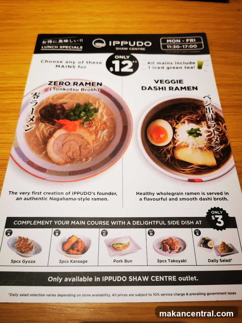 Ippudo Shaw Centre Lunch Specials Flyer