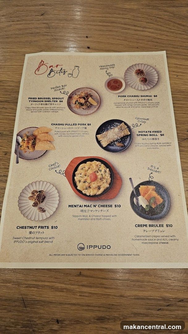 Bar Bites Menu from IPPUDO