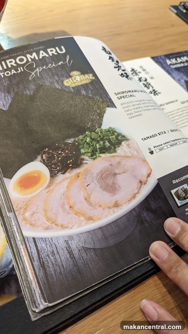 Shiromaru Toaji Special Menu