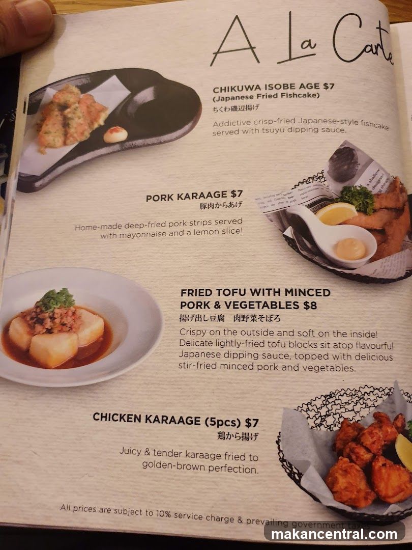 A La Carte Menu