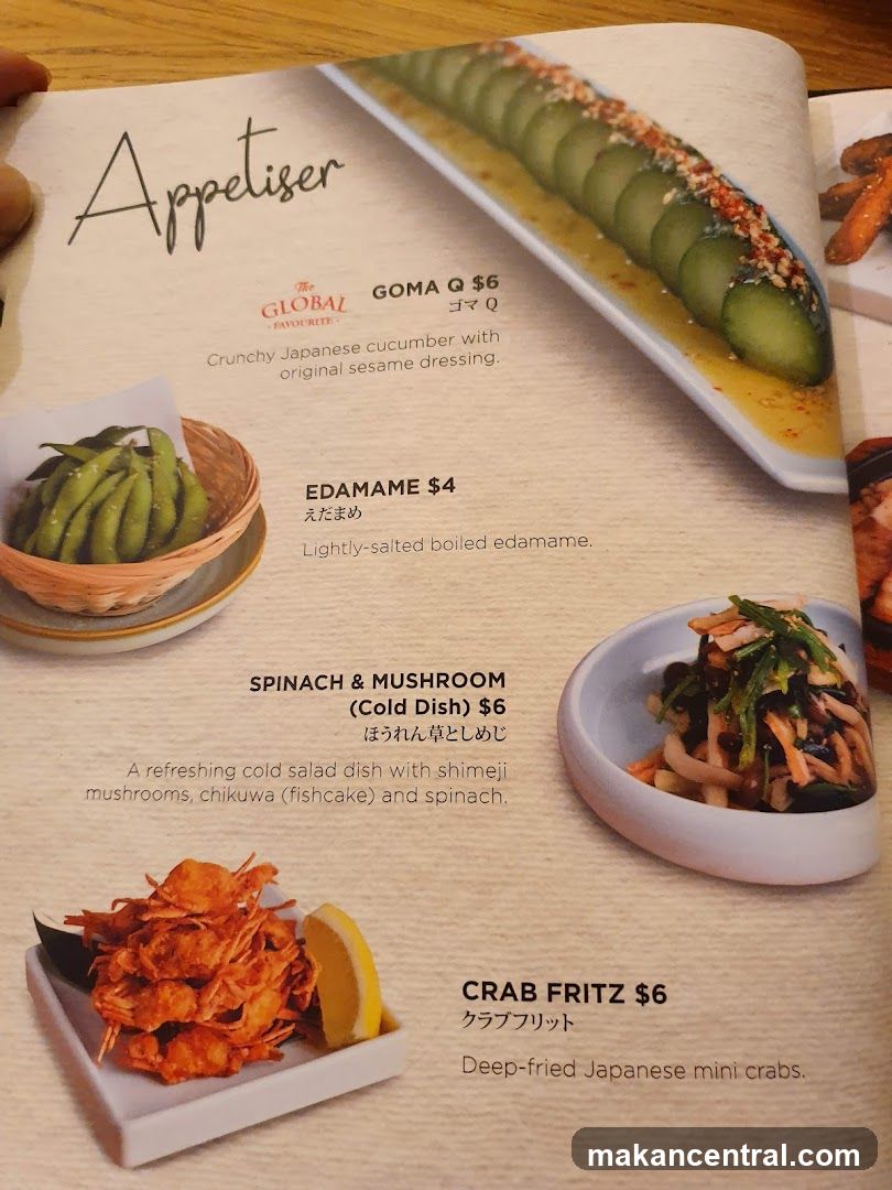 Appetiser Section of Menu