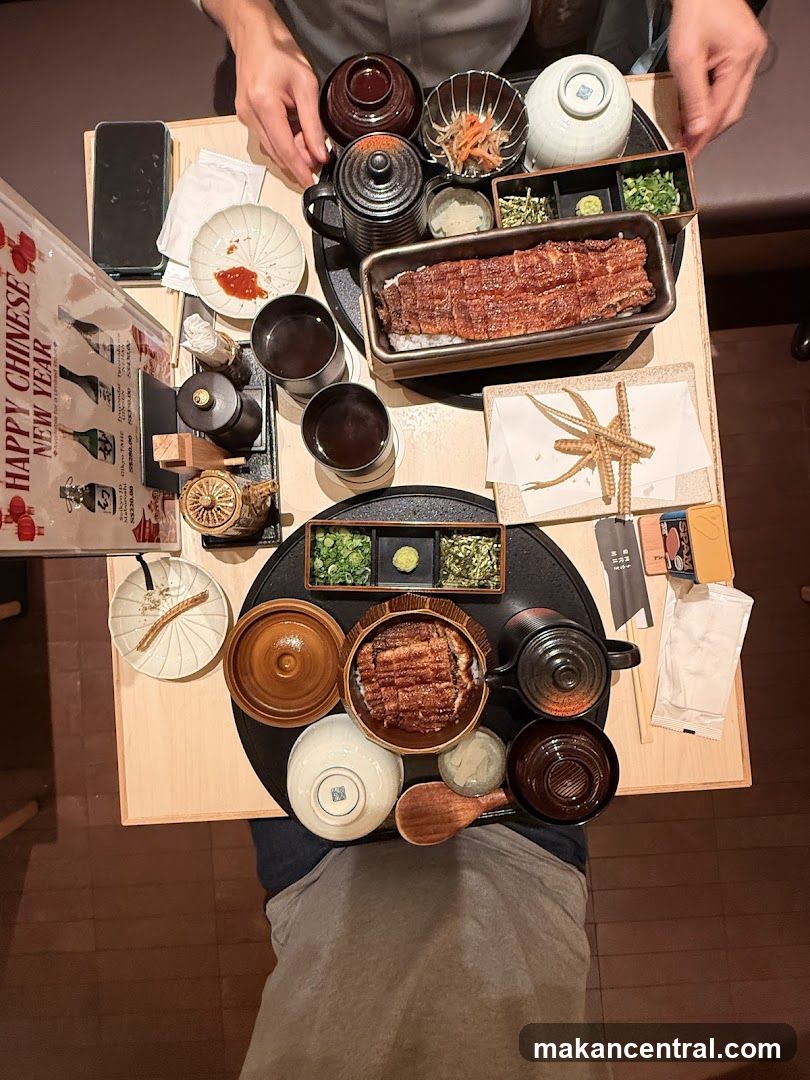 Tabletop View of Japanese Meal Service