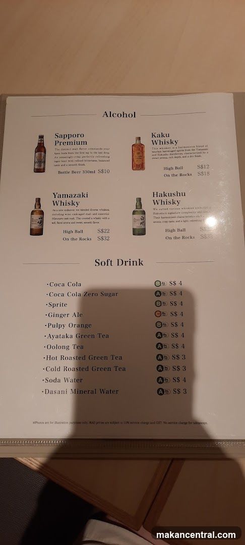 Alcohol and Soft Drink Menu