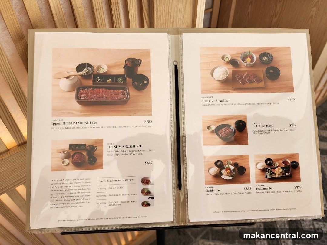 Japanese Eel Menu