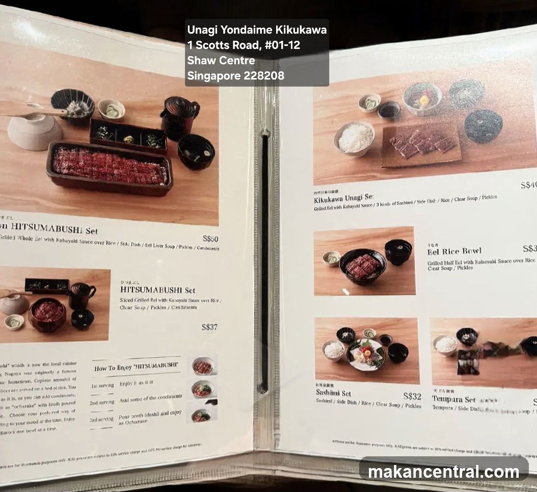 Unagi Yondaime Kikukawa Menu