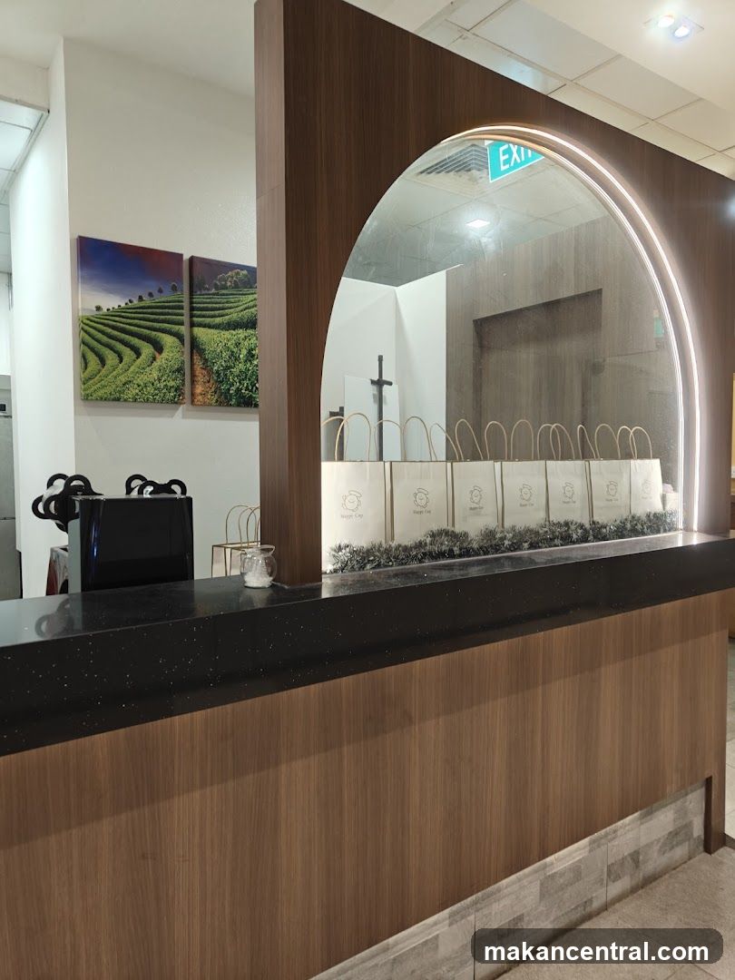 Tea shop counter with bags