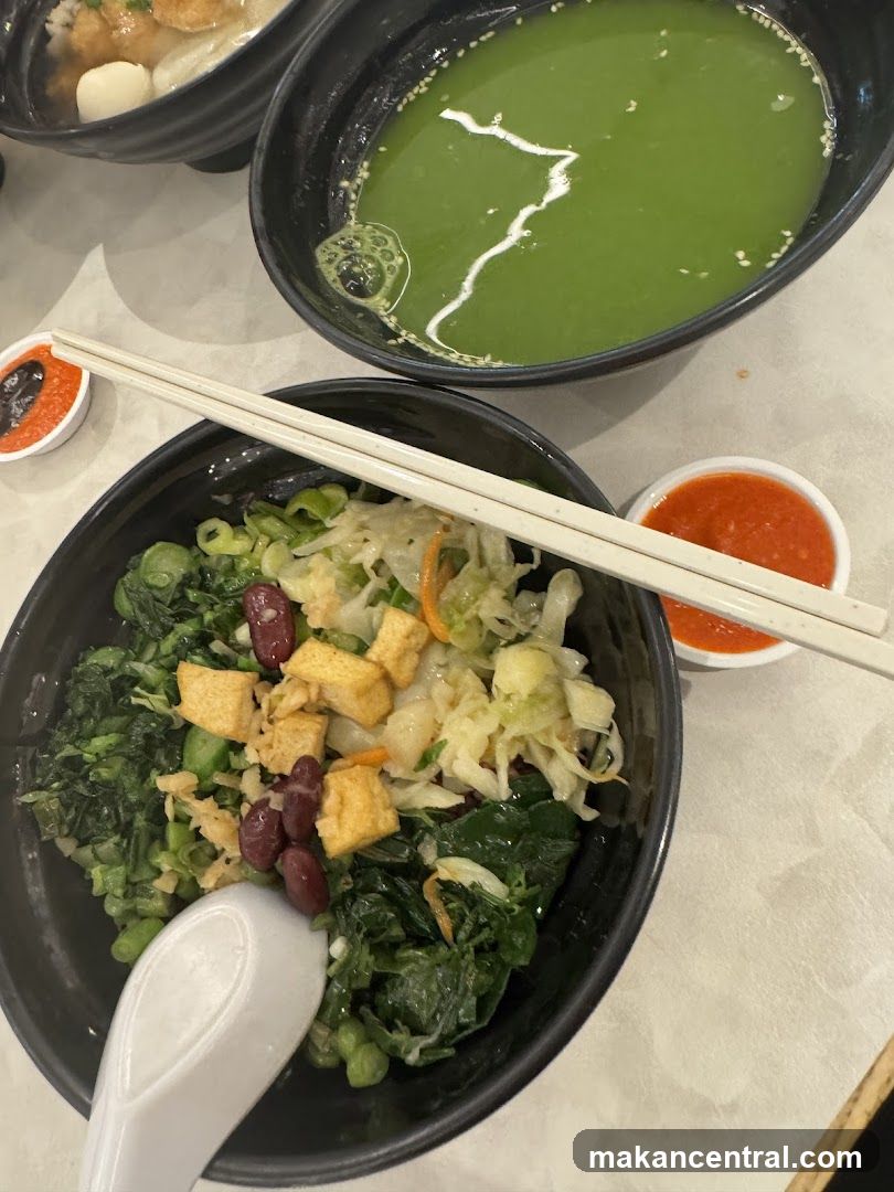 Vegetable Bowl with Green Soup