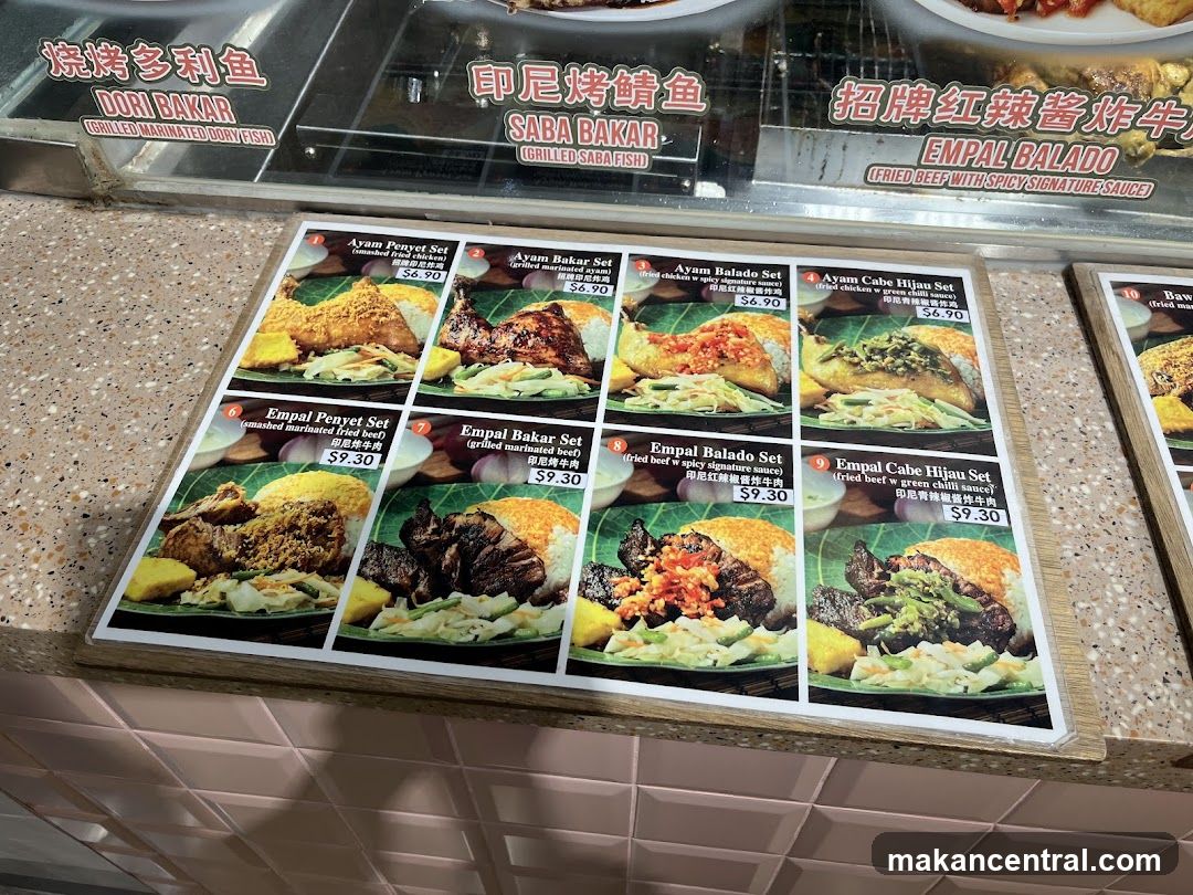 Menu with various sets