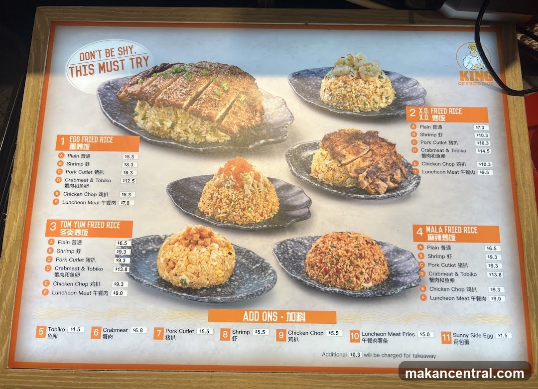 King of Fried Rice Menu