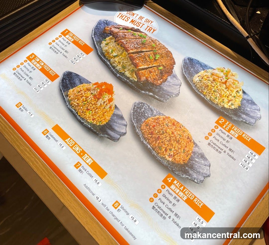 Fried Rice Menu
