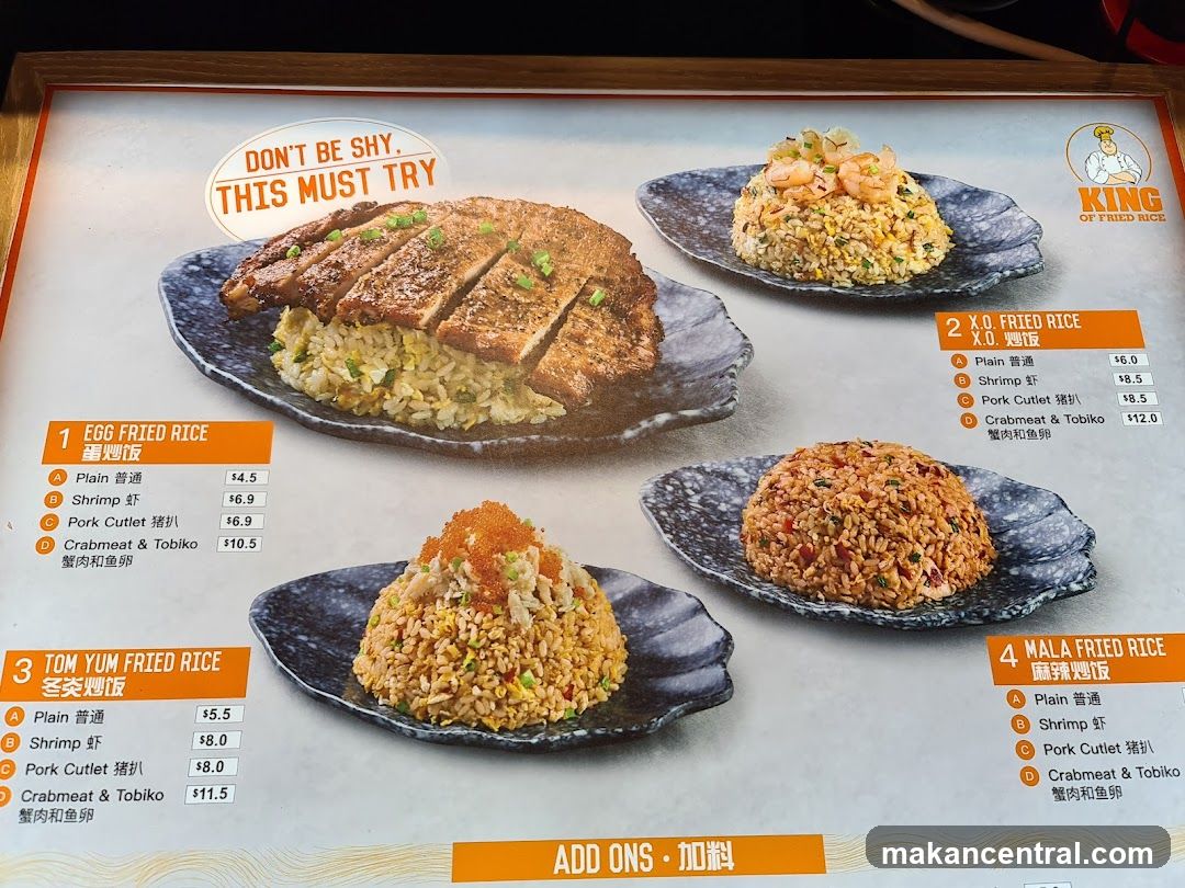 King of Fried Rice Menu