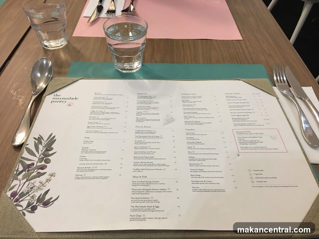 The Marmalade Pantry Menu