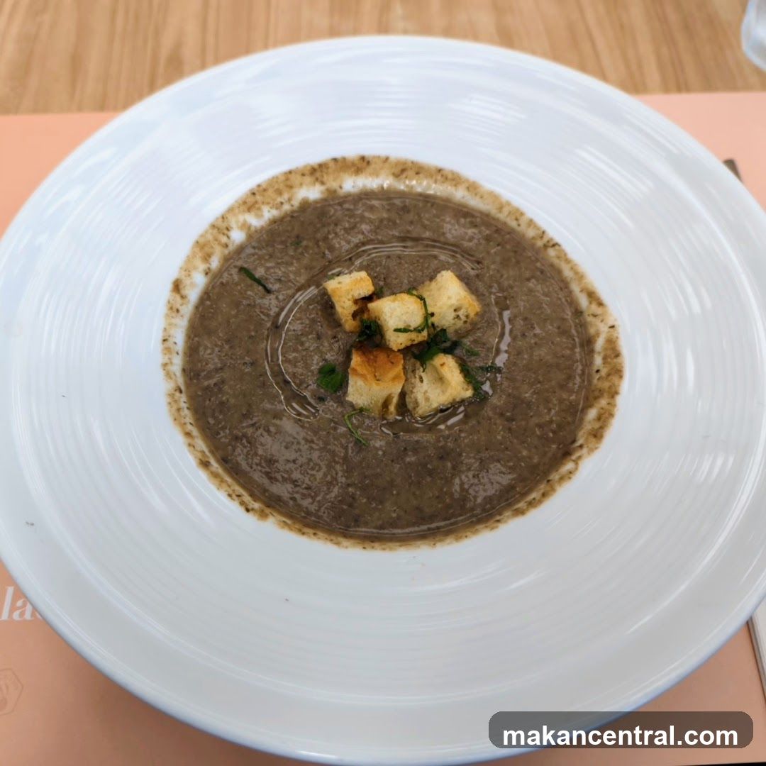 Mushroom Soup with Croutons