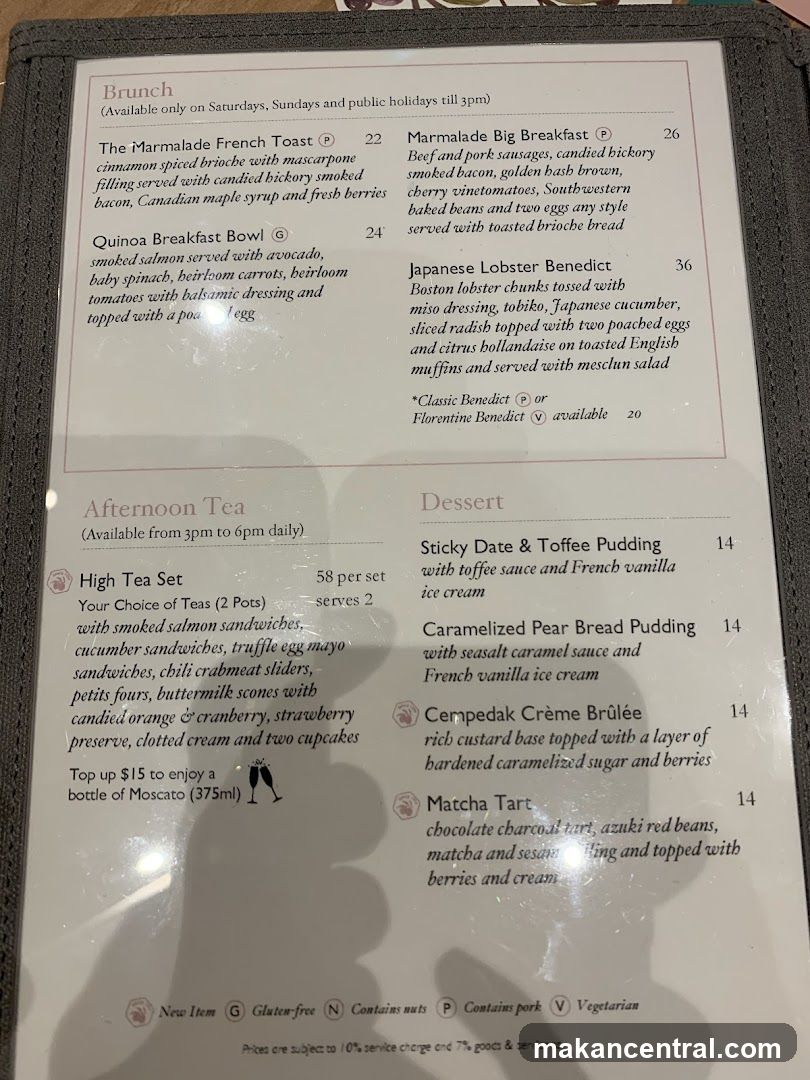 Brunch, Afternoon Tea, Dessert Menu