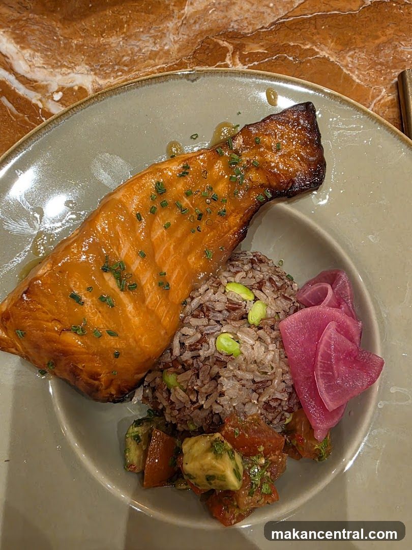 Salmon with Rice and Salad