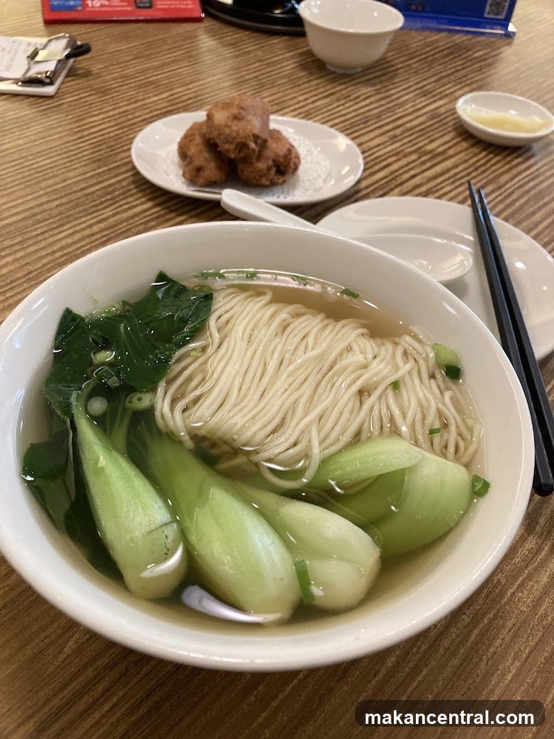 Noodle Soup with Bok Choy and Fried Appetizers