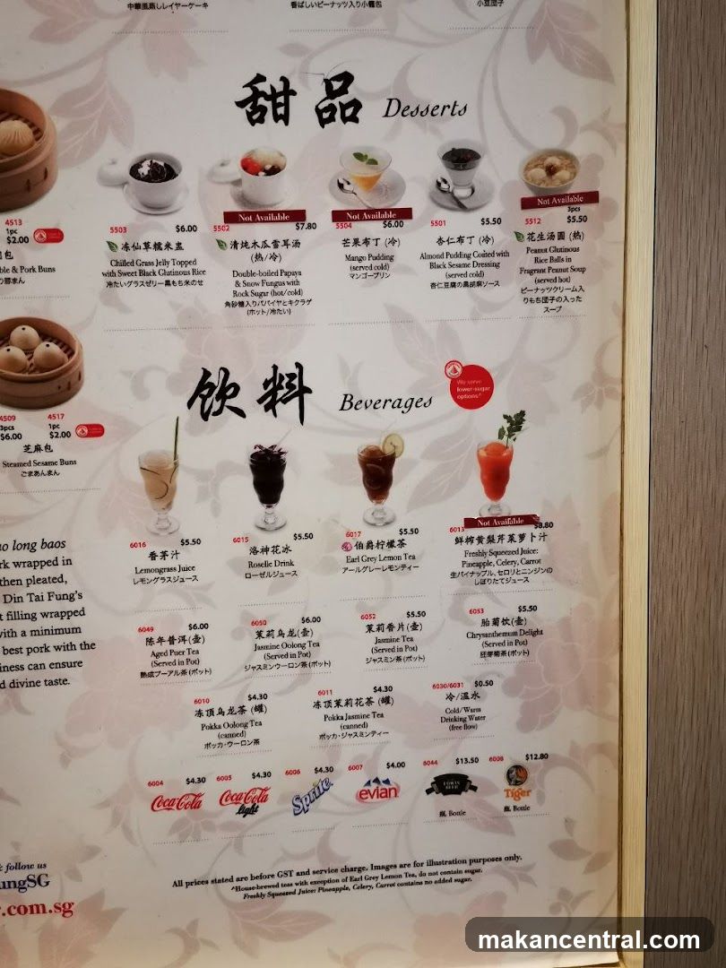 Desserts and Beverages Menu