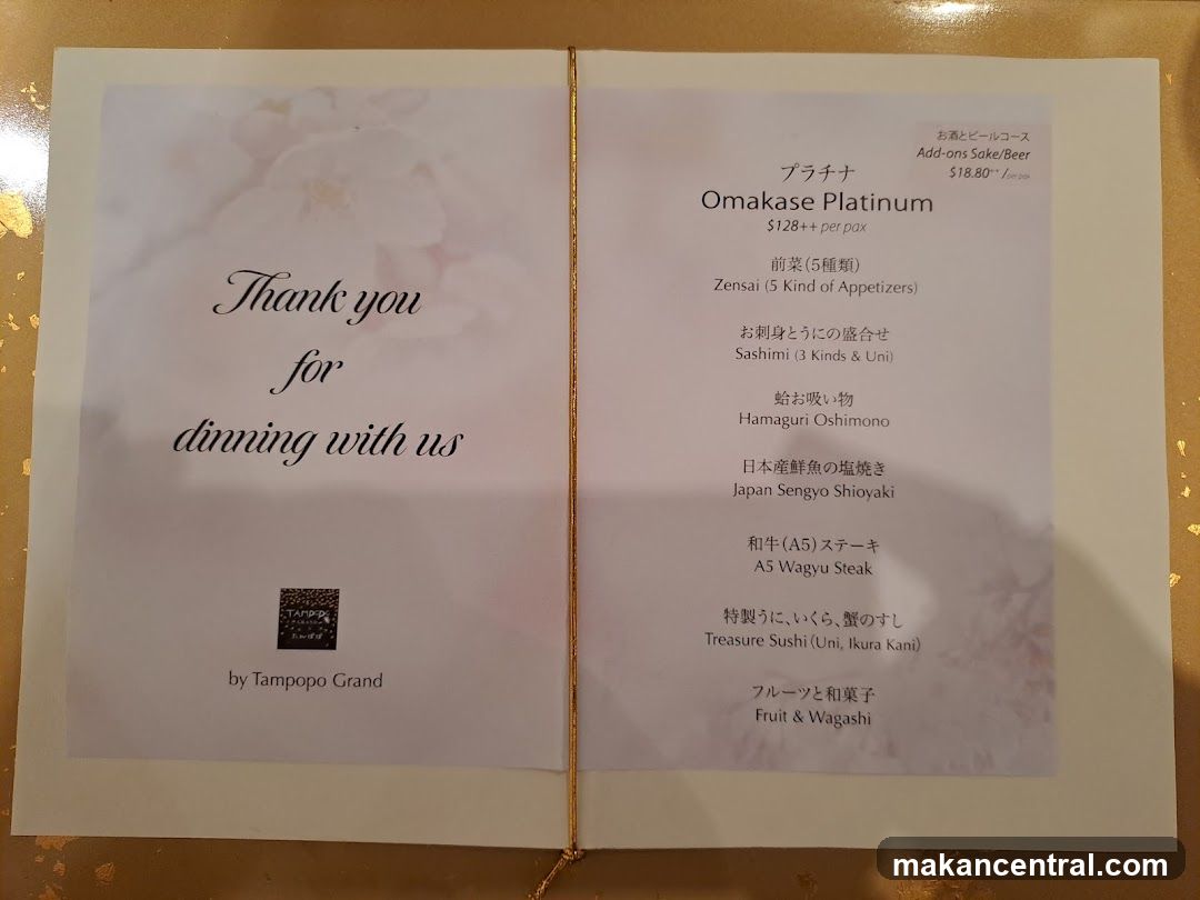 Omakase Platinum Menu