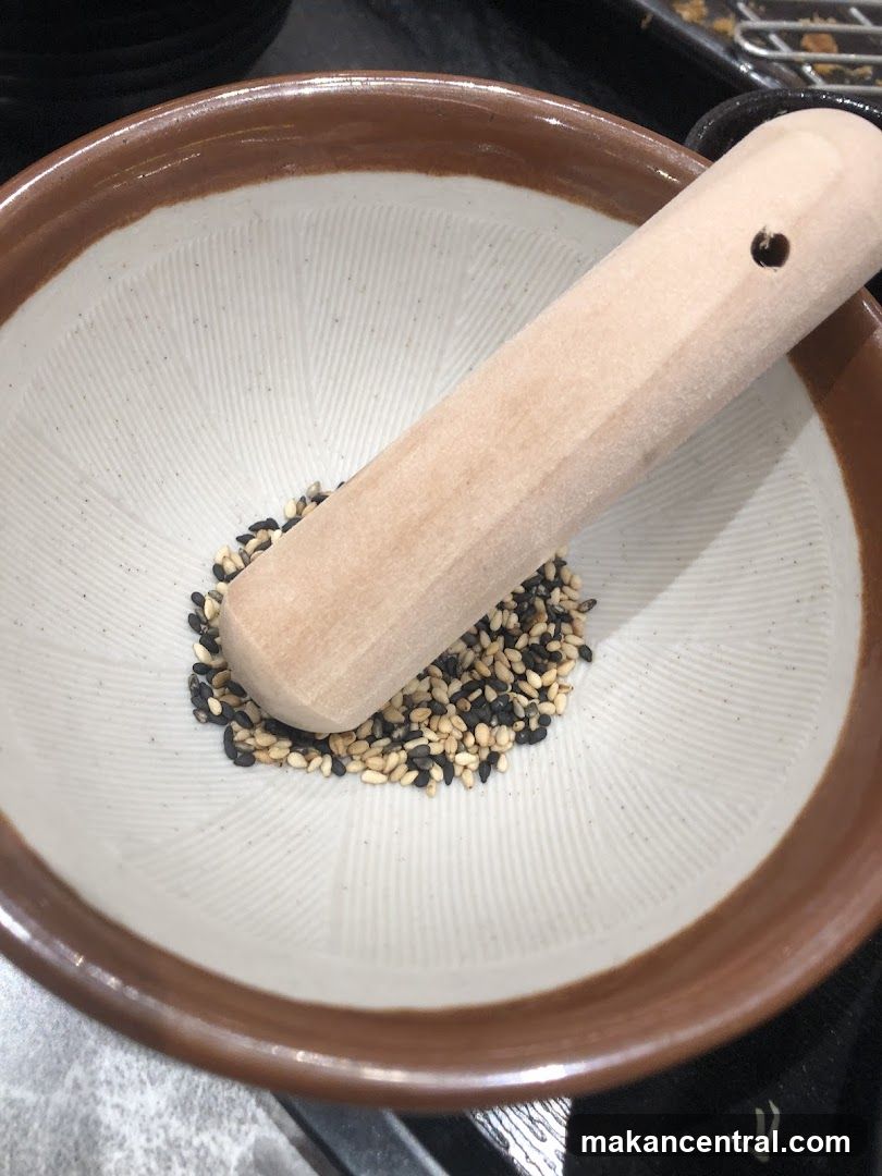 Sesame Seeds in Mortar and Pestle