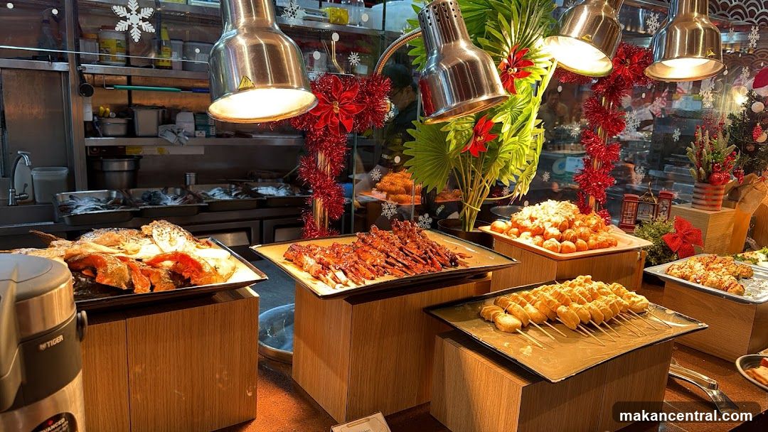 Buffet Display with Festive Decorations