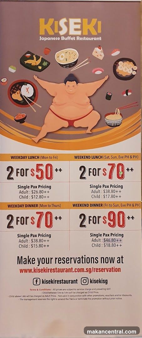 Kiseki Japanese Buffet Restaurant Pricing