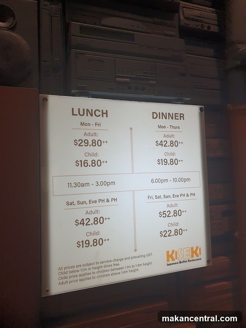 Kiseki Japanese Buffet Restaurant Menu
