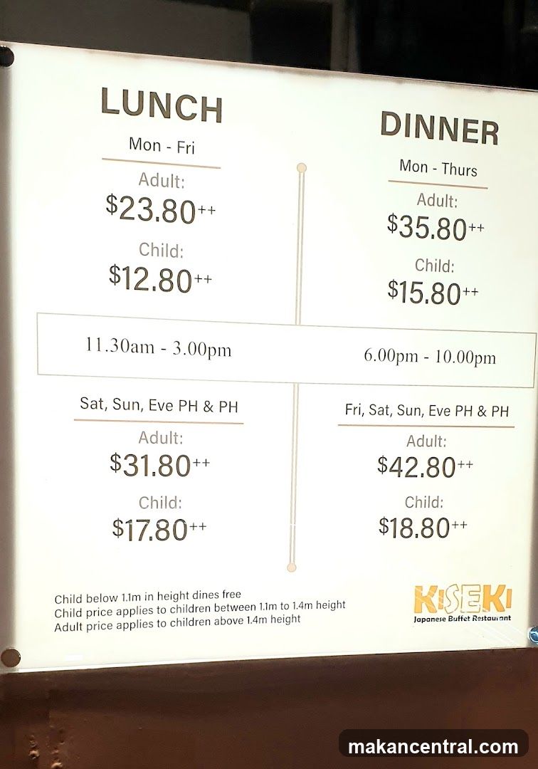 Kiseki Japanese Buffet Restaurant Menu
