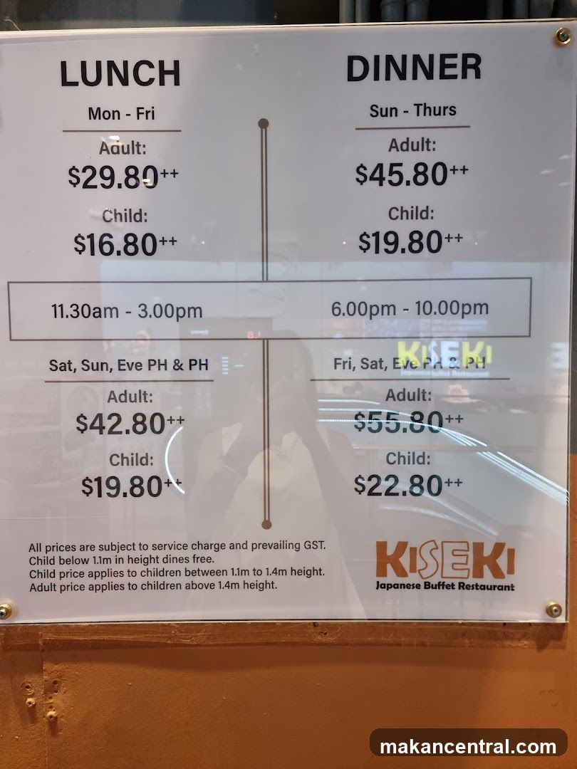 Kiseki Japanese Buffet Restaurant Menu