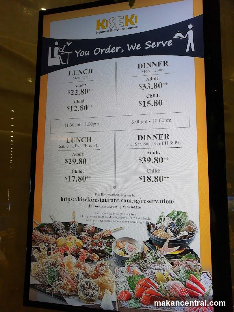 Kiseki Japanese Buffet Restaurant Menu