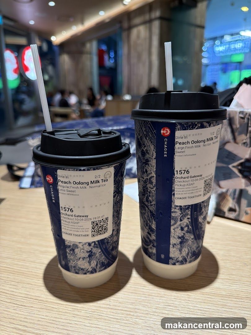 Two Peach Oolong Milk Tea Drinks