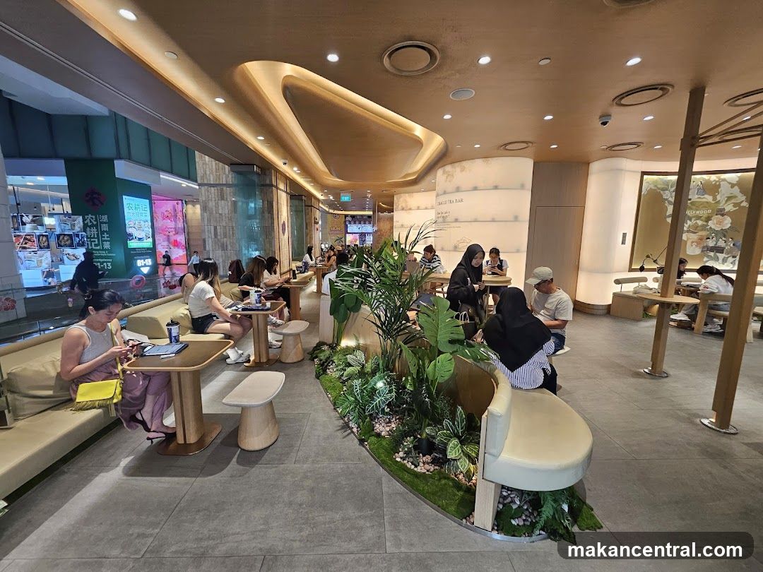 Interior of a modern tea bar with patrons